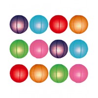12" Paper Lanterns 'Vibrant' - Regular Wire Party Pack (12 pieces)